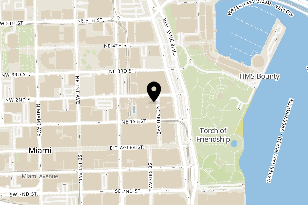 Map showing the location of Bagel Club Miami on 186 NE 3rd Ave in Miami